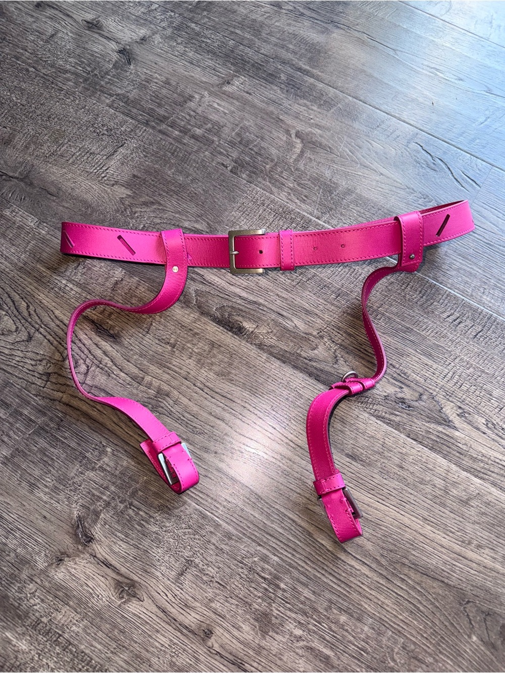 Jacquemus Hot Pink Leather Belt Harness Medium
